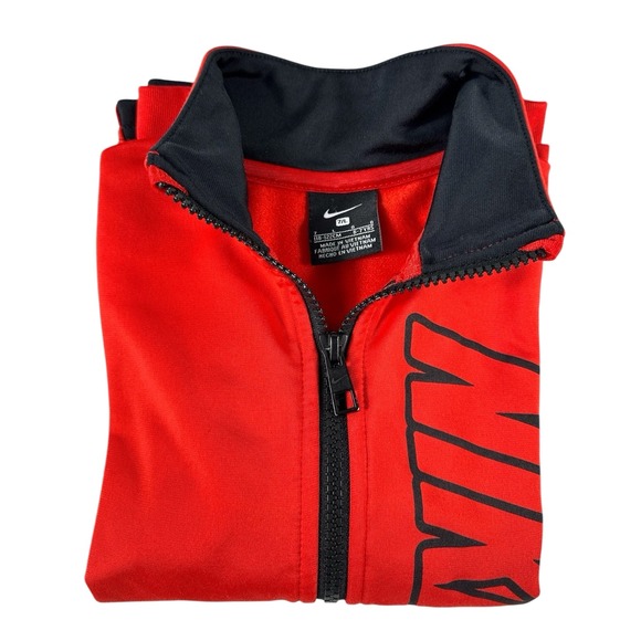 Nike Other - Nike Boy's Track Jacket‎ with Iconic Logo - Red/Black, Full-Zip, Size 7/L